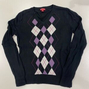 Black Argyle Sweater